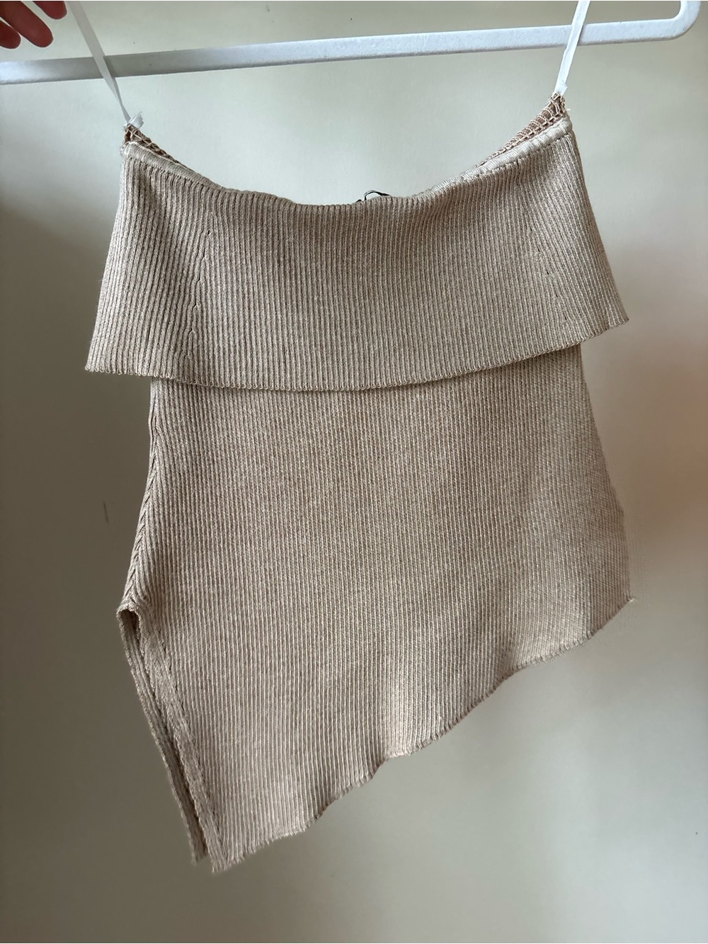 MON RENN Strapless Ribbed Knit Asymmetrical Top | Anthropologie |  Medium | NWOT